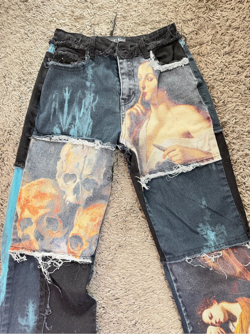 Patchwork Graphic Jeans